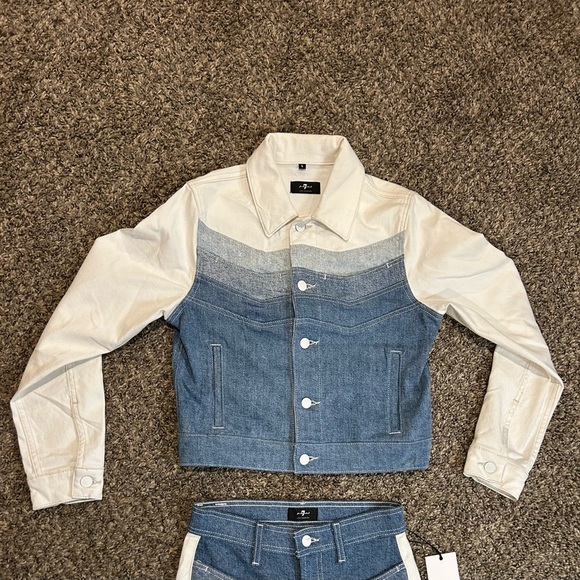 New 7 For All Mankind Tricolor Stitched Denim Jacket and Pant Outfit. - Picture 6 of 13